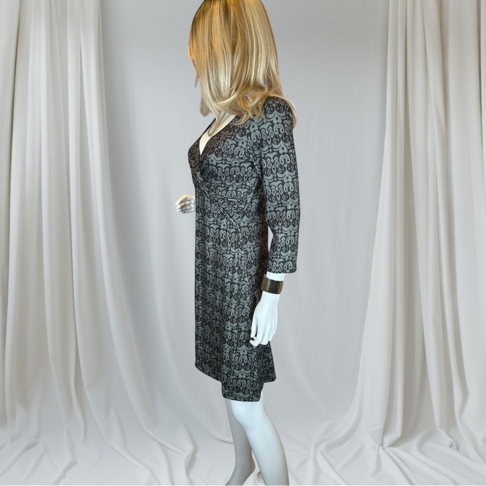 Prana Black Sheath Dress V-Neck 3/4 Sleeve - Picture 4 of 10